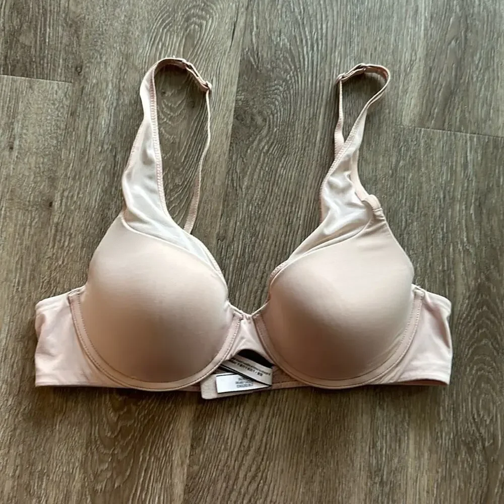 Victoria's Secret Mesh Trim Demi Bra Nude 36B Lightly‎ Lined